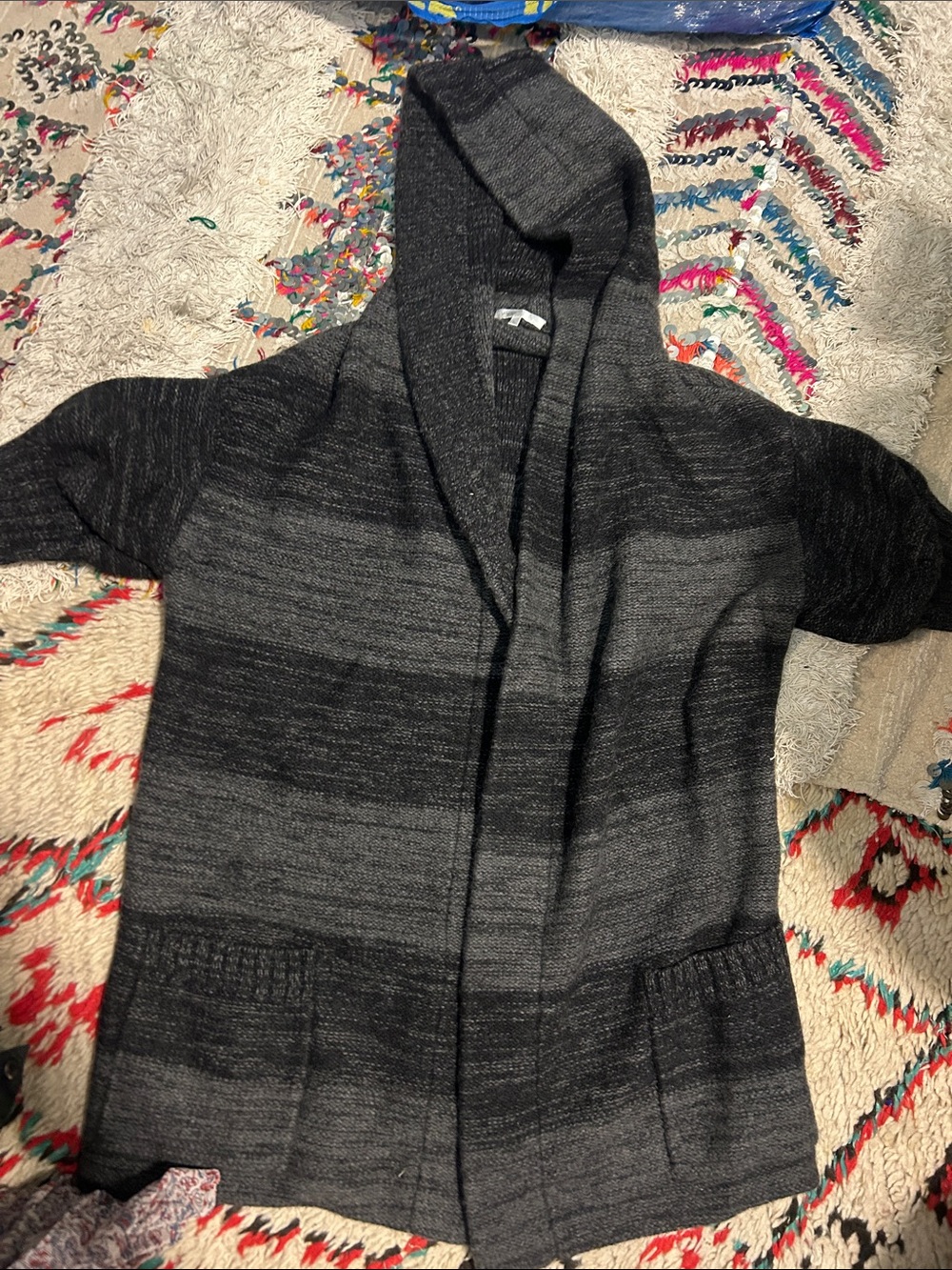 Vince Cashmere blend Hooded Open-Front Knit Cardigan Jacket - Charcoal Gray